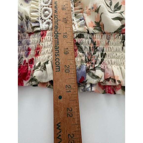 Venus Floral Blouse Size 2 Oversize Lace Flounce Sleeve Milkmaid Prairie (M) - Picture 10 of 16